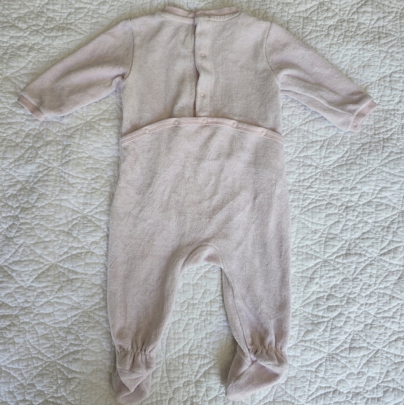 BOSS Velour Logo Footed Sleeper Footies Pajamas 6 Months - Pale Pink - Picture 7 of 9